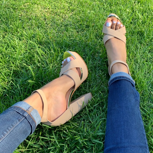 Vegan Nubuck Chunky High Heel Platforms - Picture 4 of 4